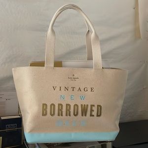 NWOT Kate Spade Vintage New Borrowed Blue Canvas Wedding Bag
